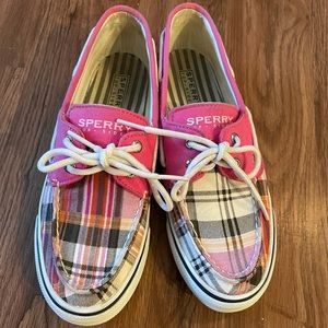 Sperry Top-Sider Pink/Brown Plaid boat shoe
